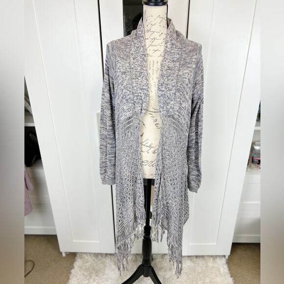 Daytrip Blue and White Long Oversized Knit Cardigan Size Large - Picture 5 of 7